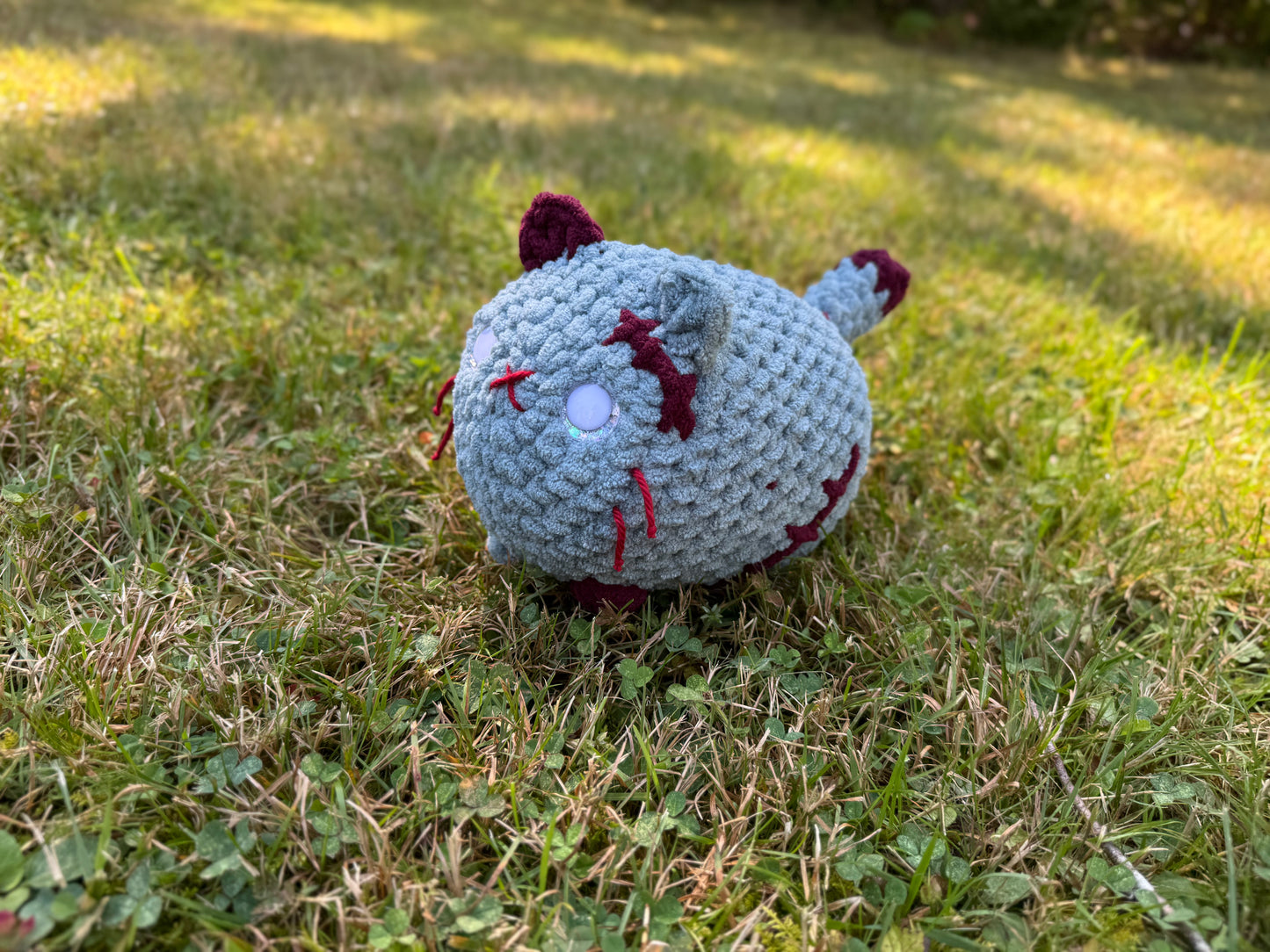 Zombie Cat Crochet Plushie | Hand Painted Eyes