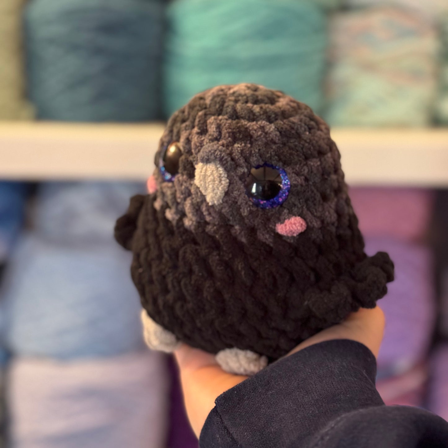 Raven Crochet Plushie | Hand Painted Eyes