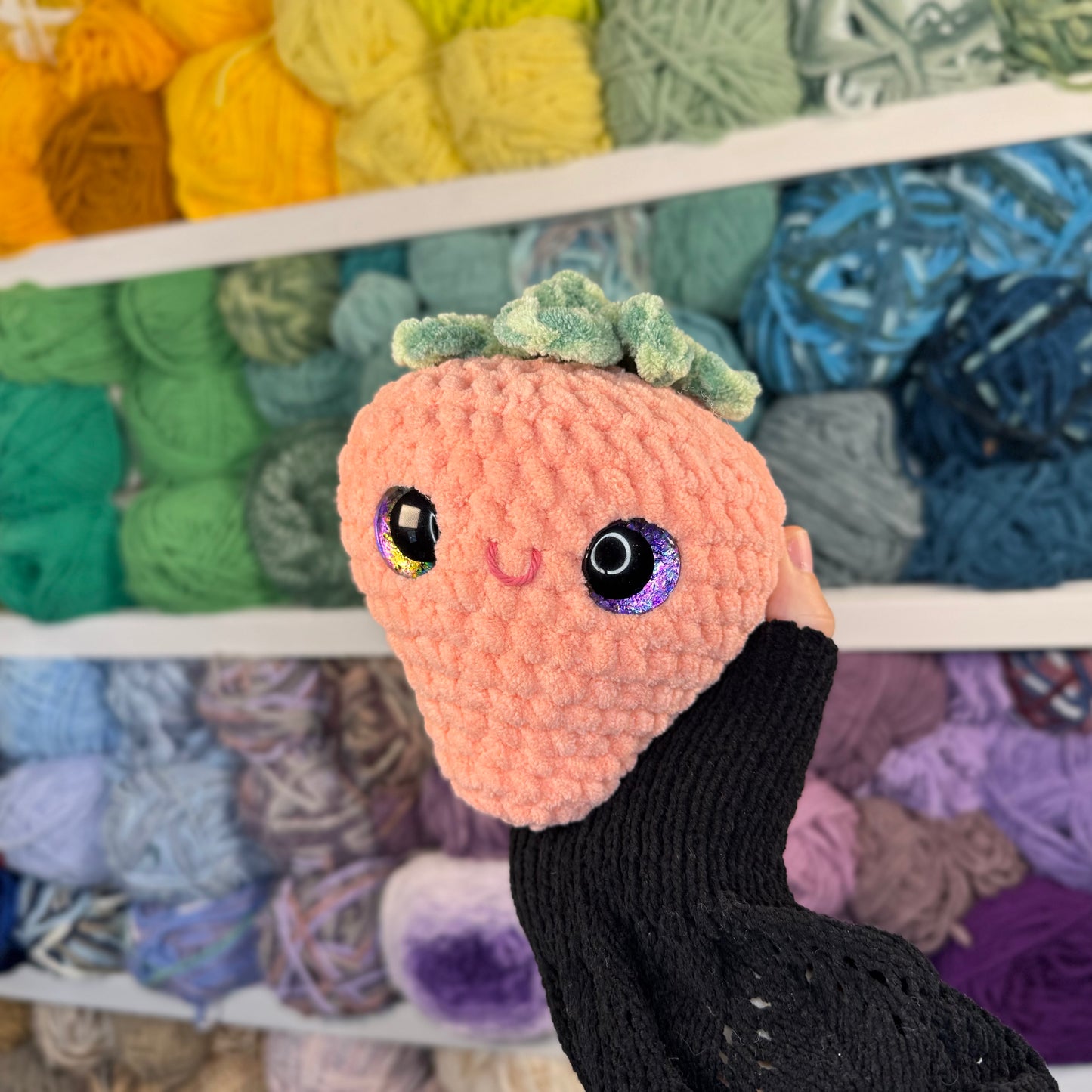 Strawberry Crochet Plushie | Hand Painted Eyes