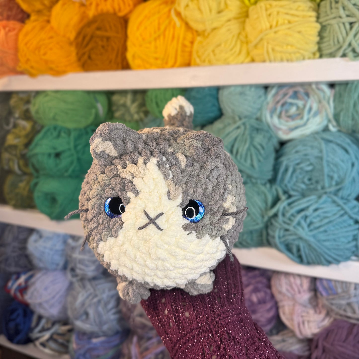 Tuxedo Cat Crochet Plushie | Hand Painted Eyes