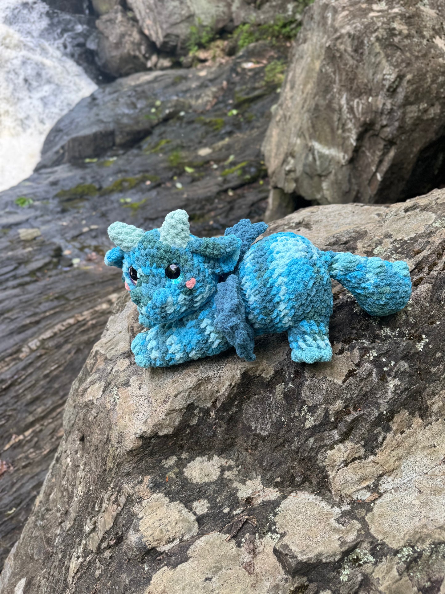 Dragon Crochet Plushie | Hand Painted Eyes | Storm