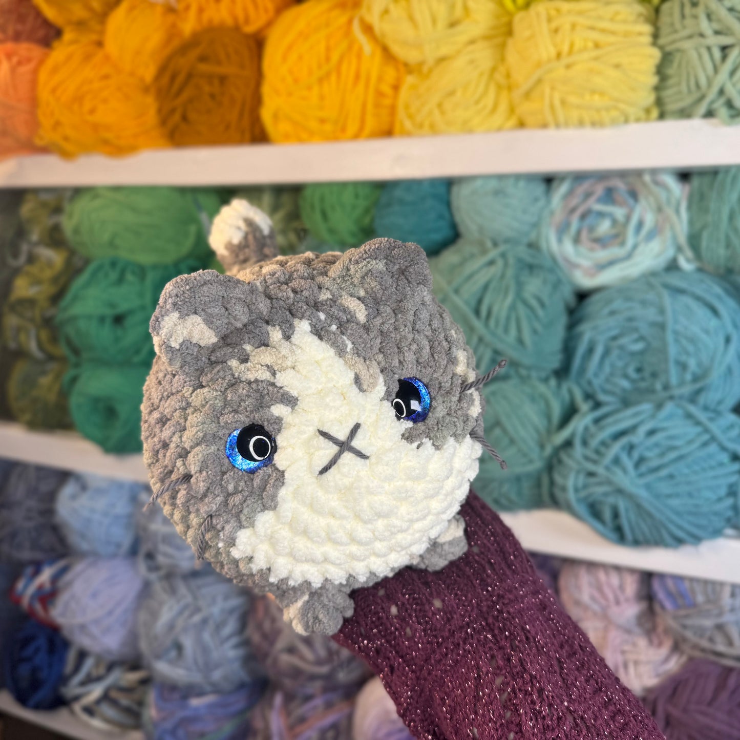 Tuxedo Cat Crochet Plushie | Hand Painted Eyes