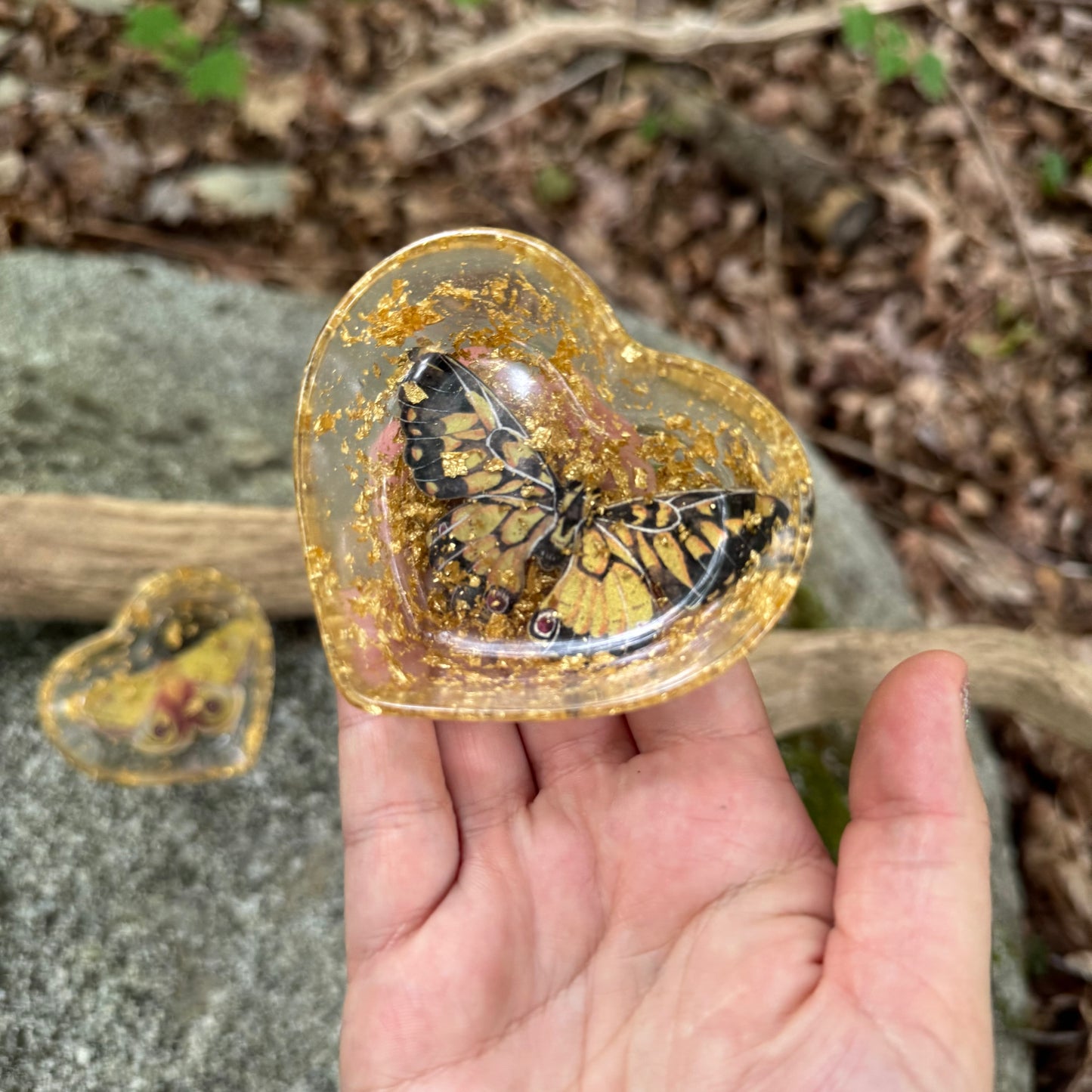 Io Moth and Tiger Swallowtail Heart Dish