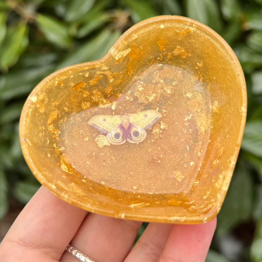 Gold Moth Heart Trinket Dish