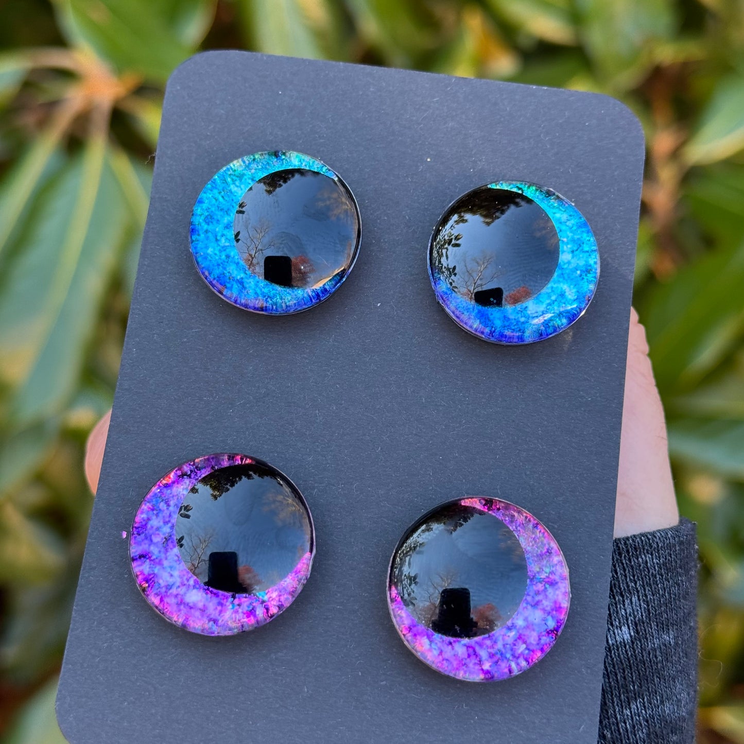 25 mm Hand Painted Kawaii Eyes | Ocean + Orchid | Set #12