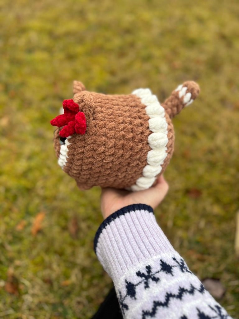 Gingerbread Cat Crochet Plushie | Hand Painted Eyes