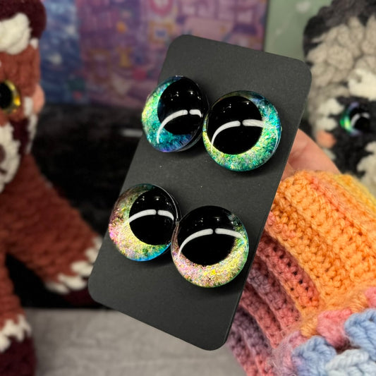 Hand Painted Kawaii Eyes | 30mm | Emerald and Dawn