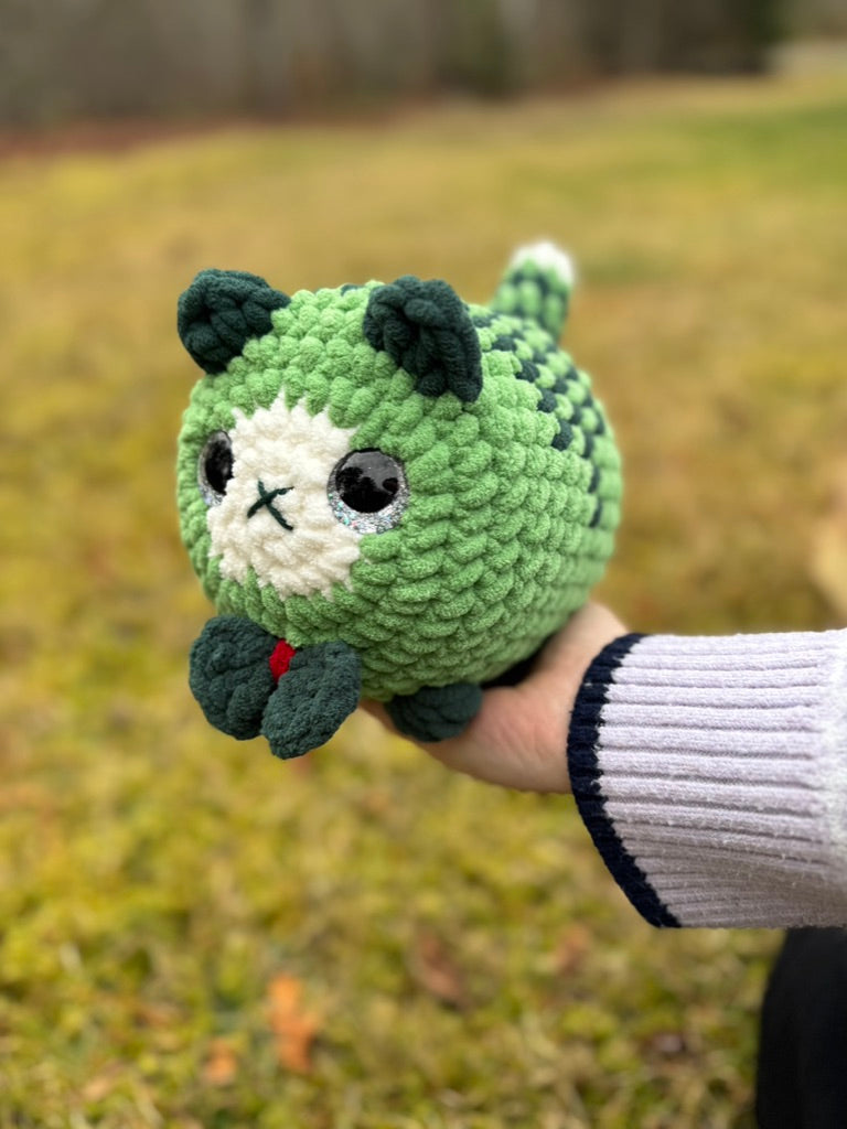 Mistletoe Big Kitty Crochet Plushie | Hand Painted Eyes