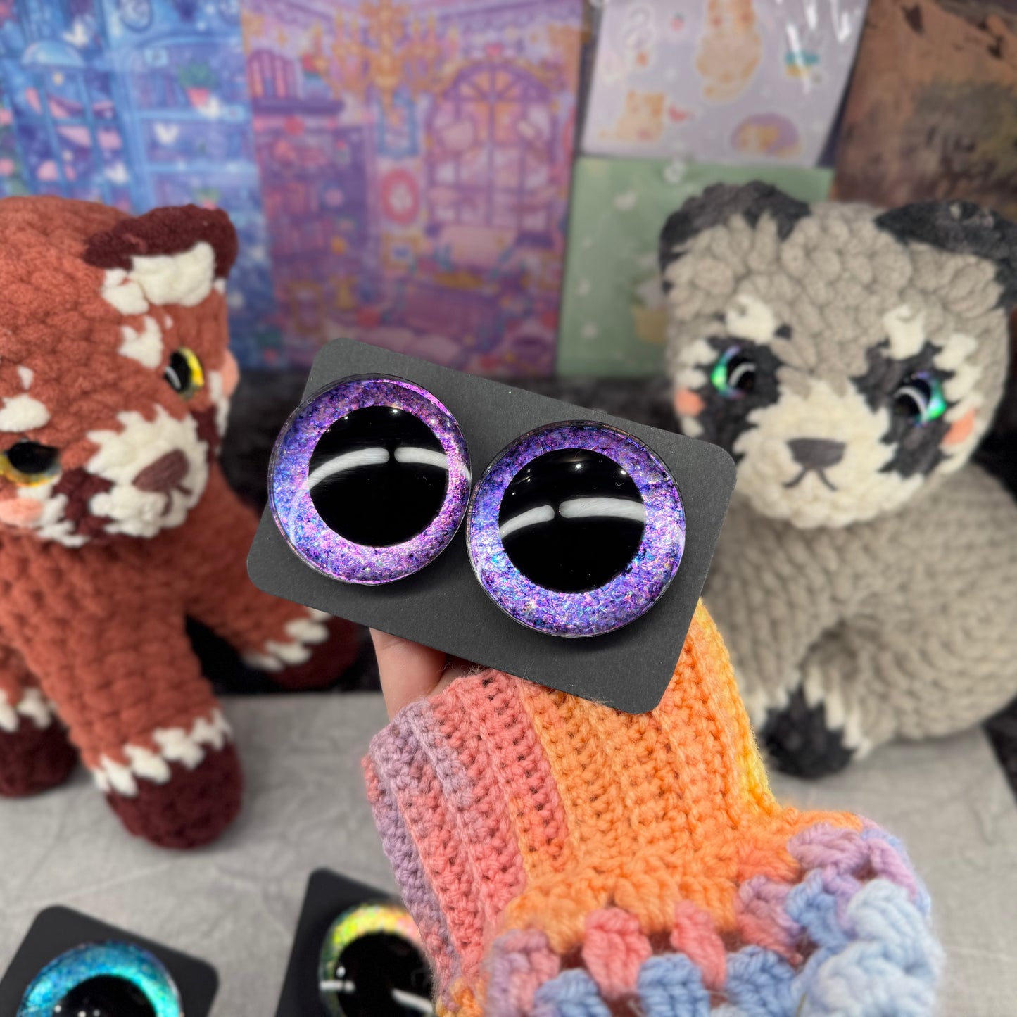 Hand Painted Kawaii Eyes | 50mm | Amethyst