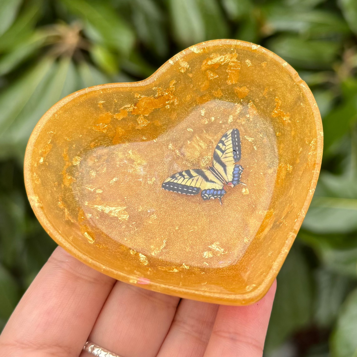 Gold Butterfly Heart Trinket Dish