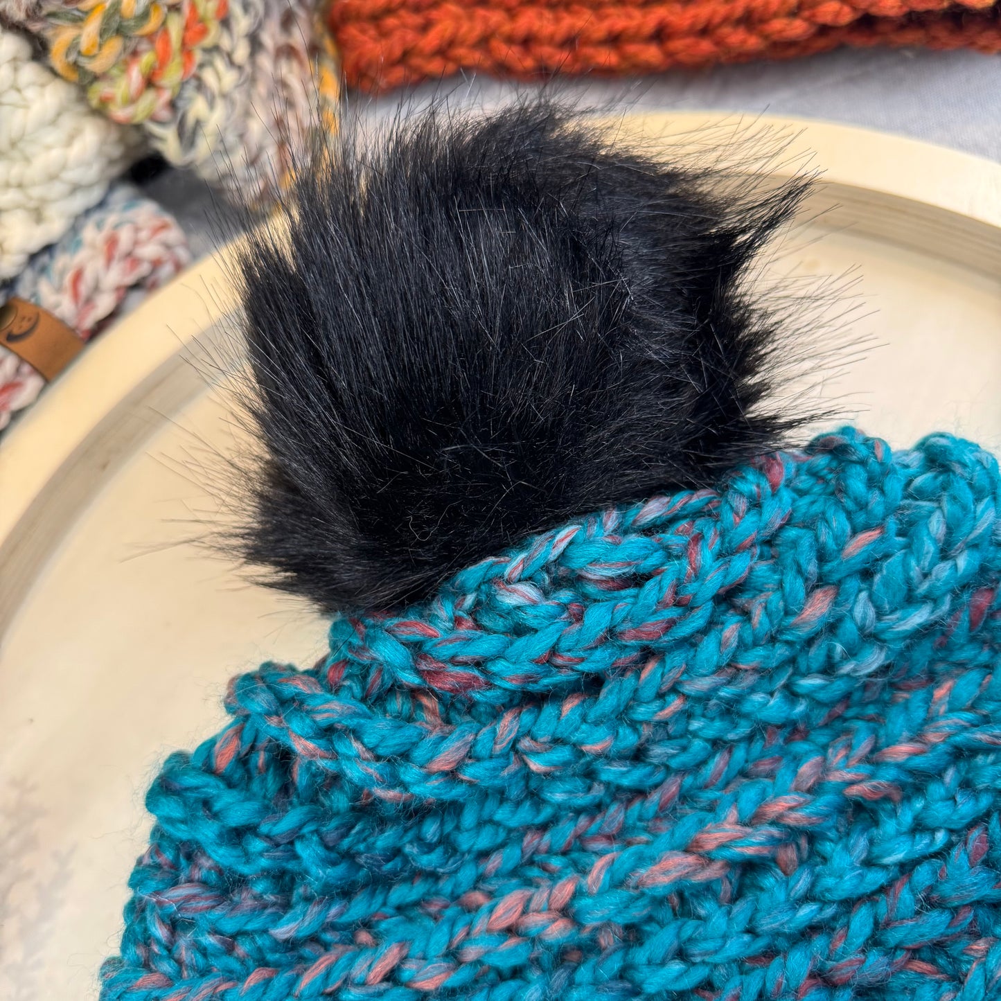 Handmade Winter Beanie | Wool Mix Yarn in the Color Deep Lagoon | Daybreak Design