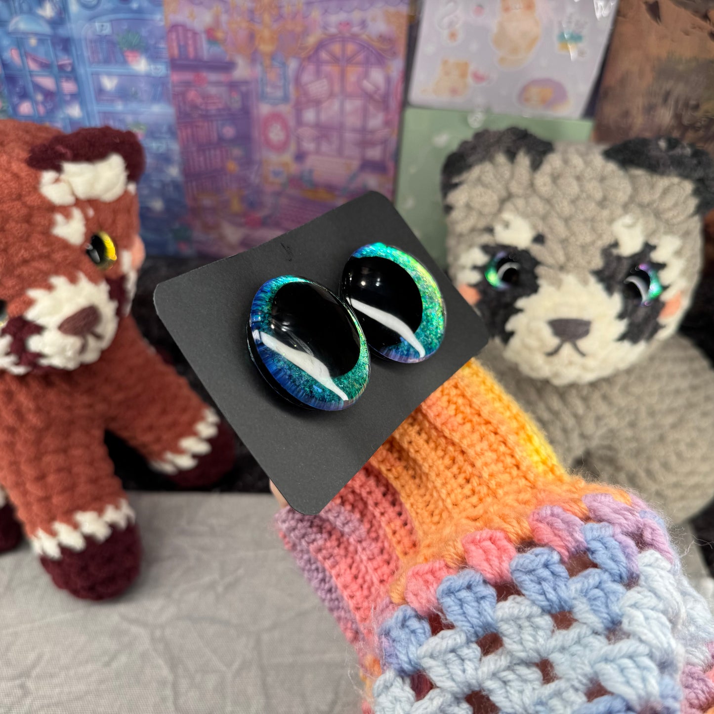 Hand Painted Kawaii Eyes | 40mm | Emerald