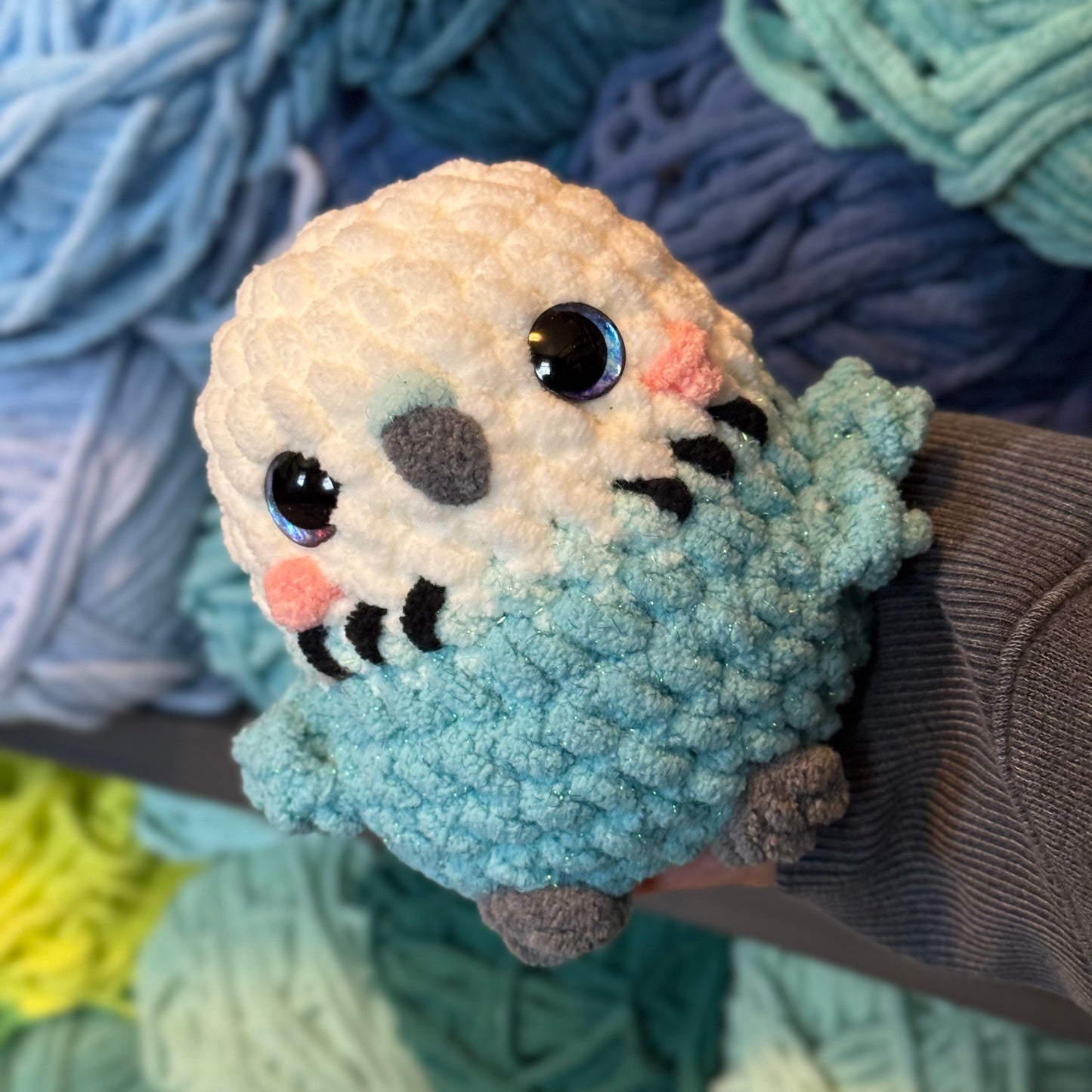 Budgie Crochet Plushie | Hand Painted Eyes