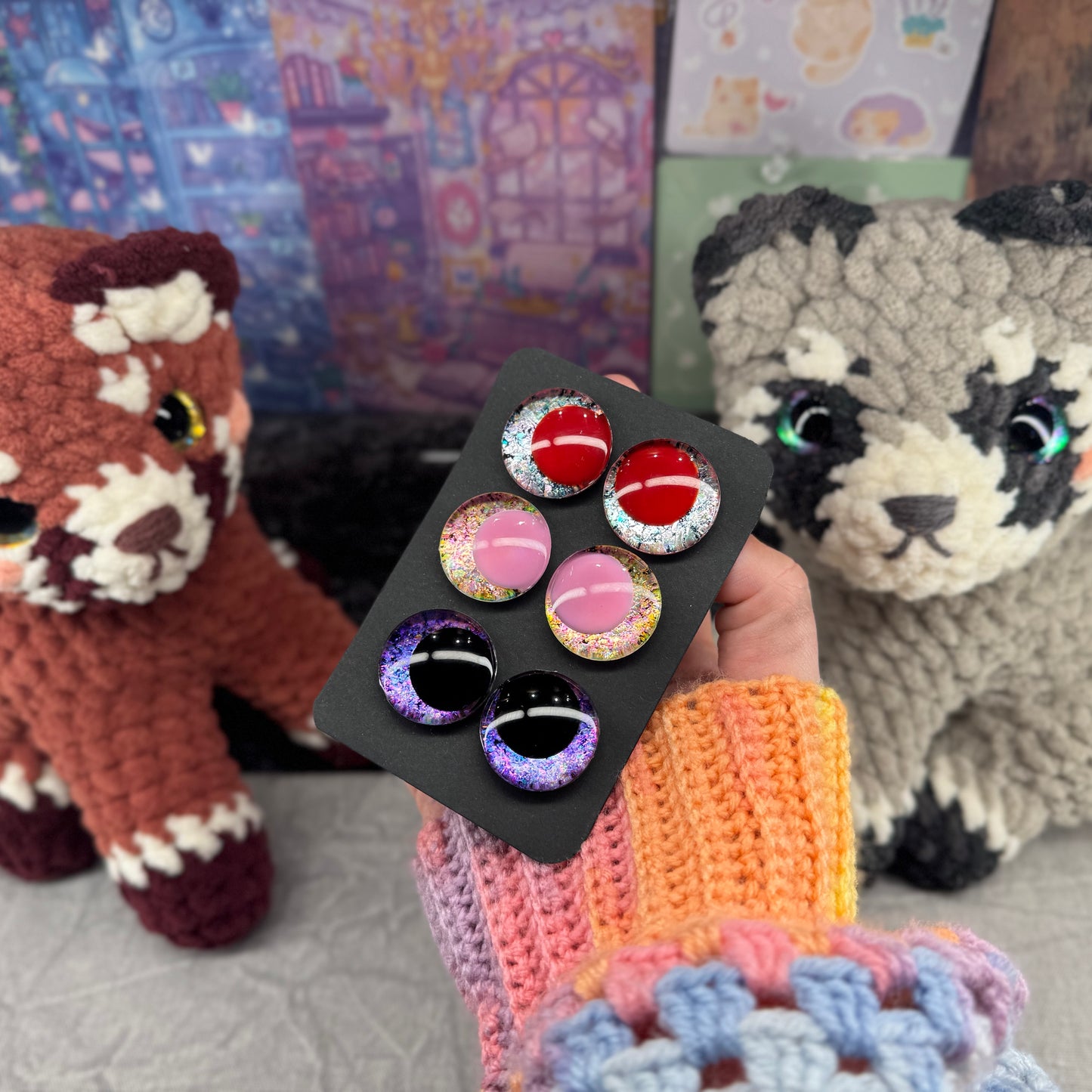 Hand Painted Kawaii Eyes | 25mm | Set 9