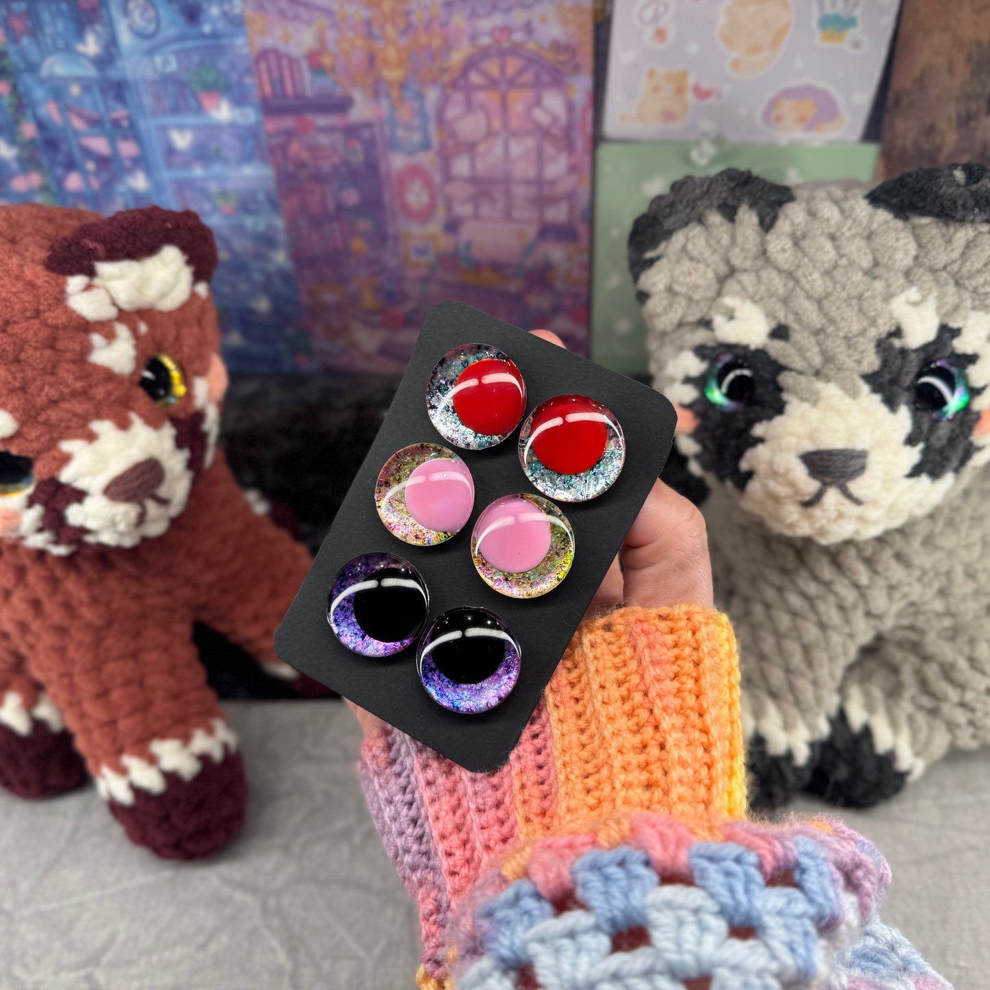 Hand Painted Kawaii Eyes | 25mm | Set 9