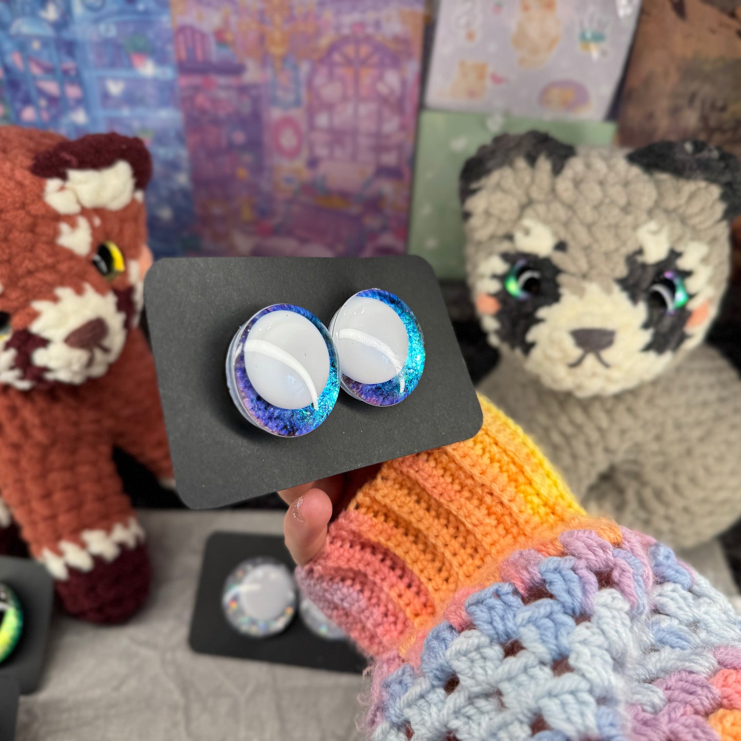 Hand Painted Kawaii Eyes | 35mm | Riptide with White Pupil