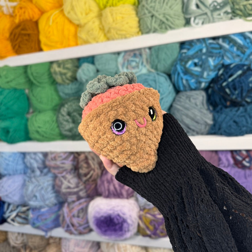 Milk Chocolate Strawberry Crochet Plushie | Hand Painted Eyes