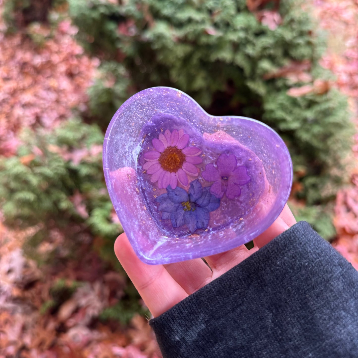 Lilac Flowers Heart Trinket Dish