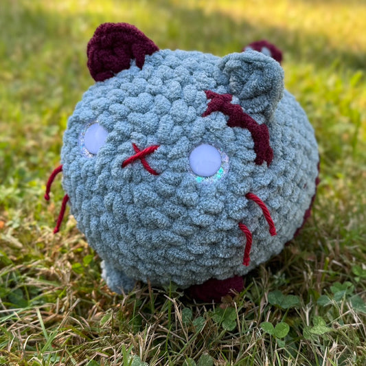 Zombie Cat Crochet Plushie | Hand Painted Eyes