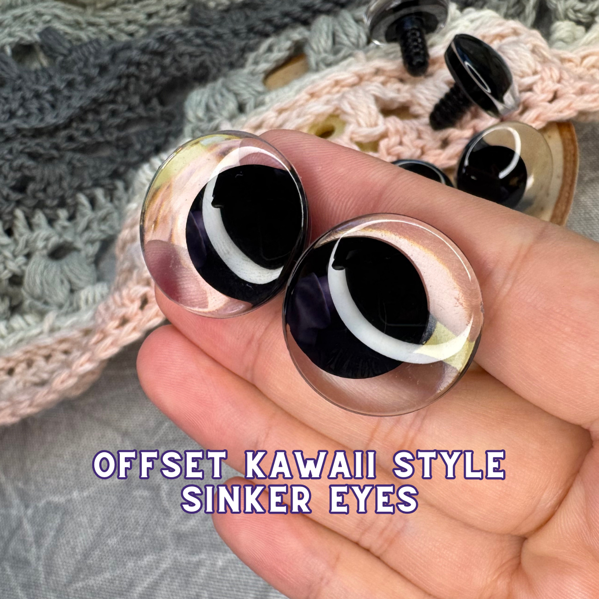 Kawaii Safety Eyes | Multiple Colors and Sizes | 5 Pairs with Glitter Backs