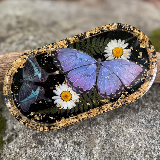Morpho and Peacock Swallowtail Trinket Tray