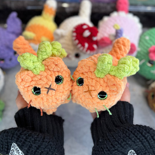 Pumpkin Mini Kittens Crochet Plushie | Hand Painted Eyes