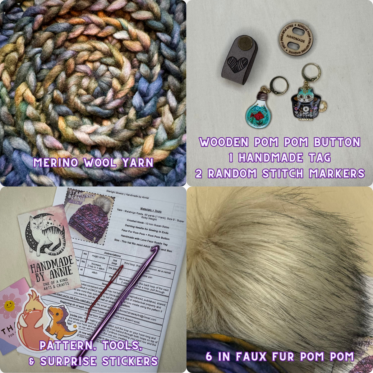 DIY Beanie Crochet Kit | Hand Dyed Merino Wool | # 17