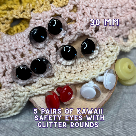 30 mm Kawaii Safety Eyes | 5 Mixed Color Pairs