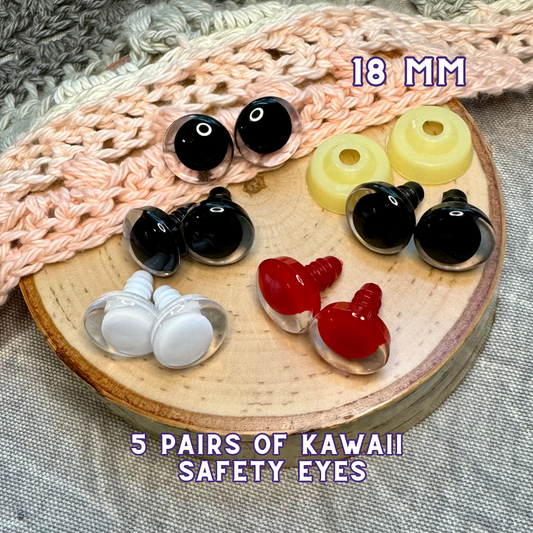 18 mm Kawaii Safety Eyes | 5 Mixed Color Pairs