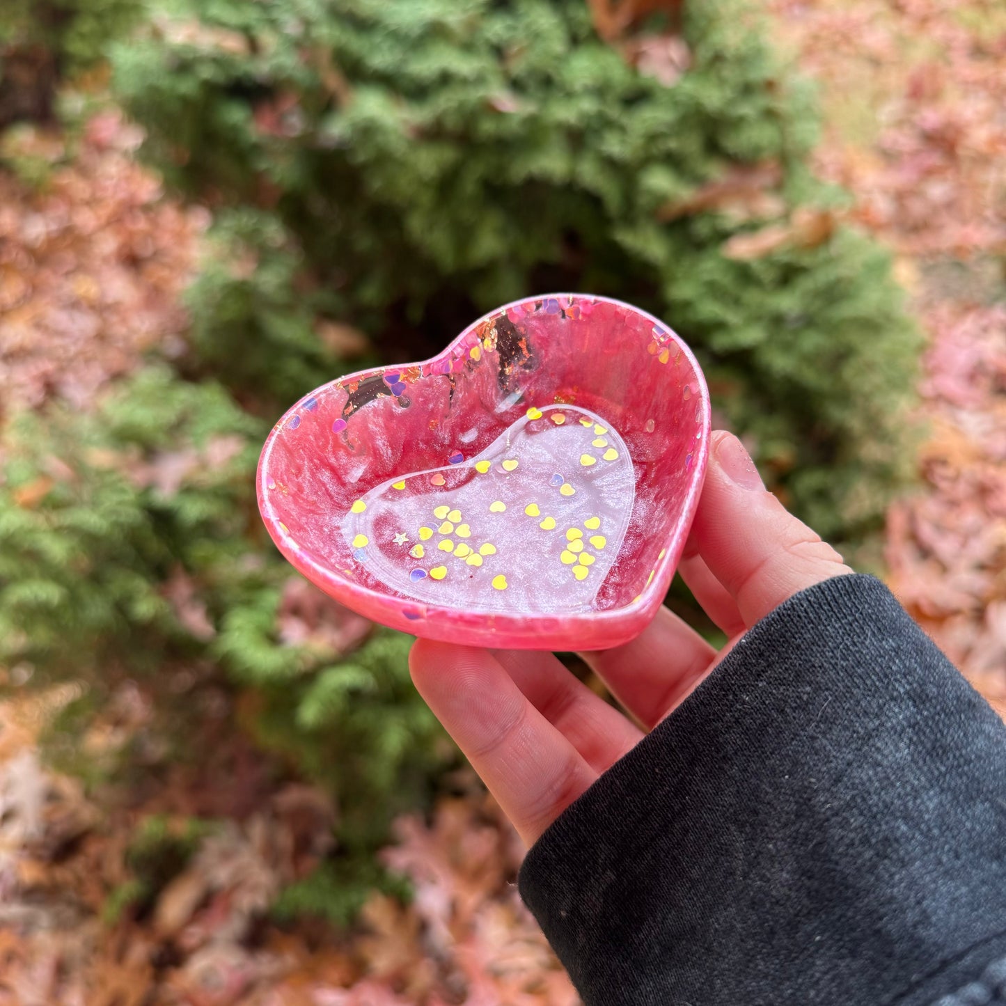 Sparkle Pink Heart Trinket Dish