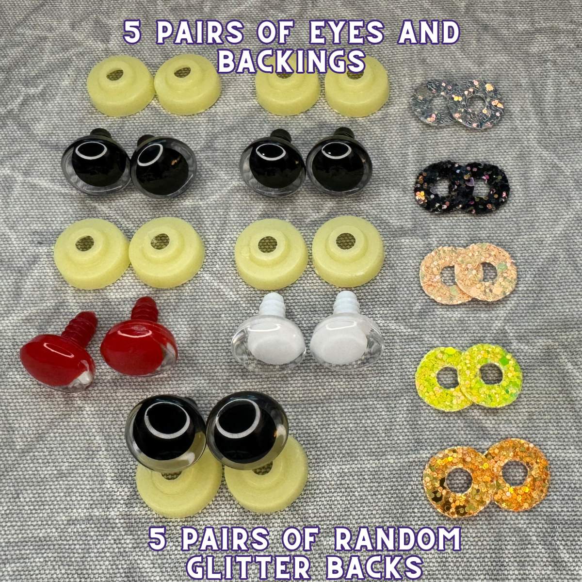 18 mm Kawaii Safety Eyes | 5 Mixed Color Pairs