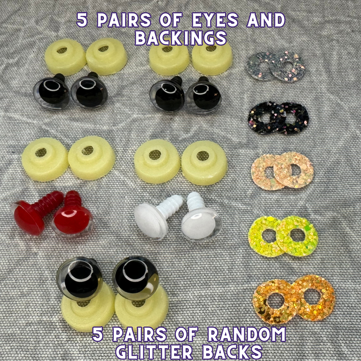 16 mm Kawaii Safety Eyes| 5 Mixed Color Pairs