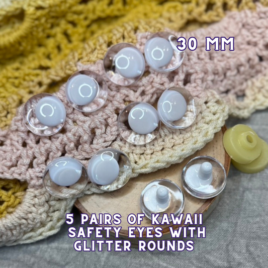 30 mm Kawaii Safety Eyes | 5 White Pairs