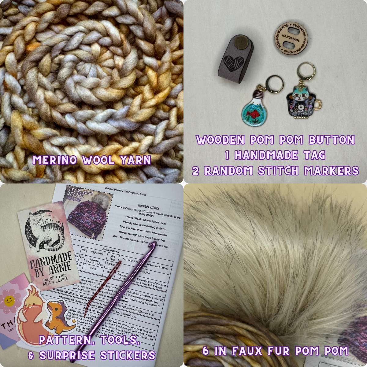 DIY Beanie Crochet Kit | Hand Dyed Merino Wool | # 10