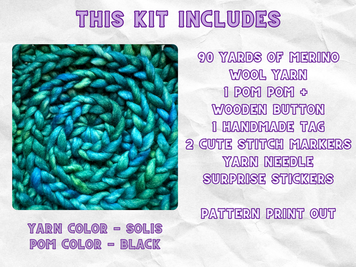 Starlight Beanie Crochet Kit | Hand Dyed Merino Wool | Solis