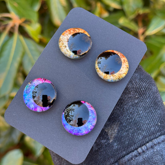 25 mm Hand Painted Kawaii Eyes | Honey + Amethyst | Set #7