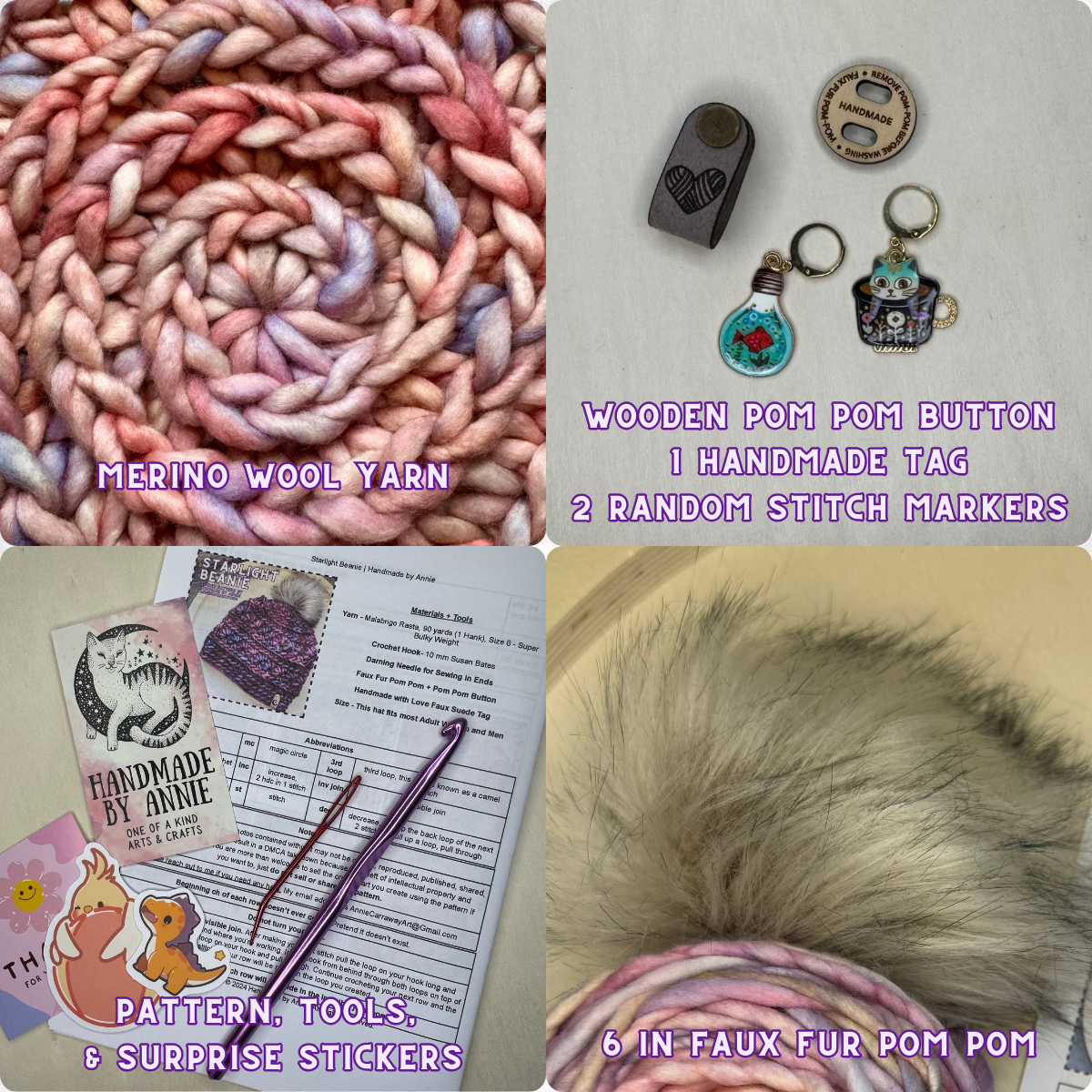 DIY Beanie Crochet Kit | Hand Dyed Merino Wool | # 7