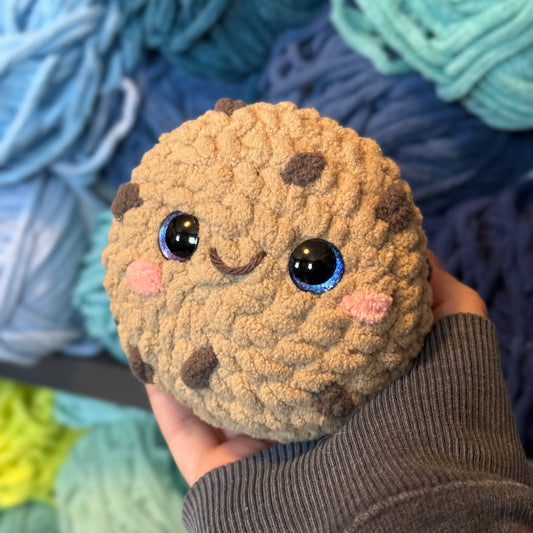 Chocolate Chip Cookie Crochet Plushie | Hand Painted Eyes