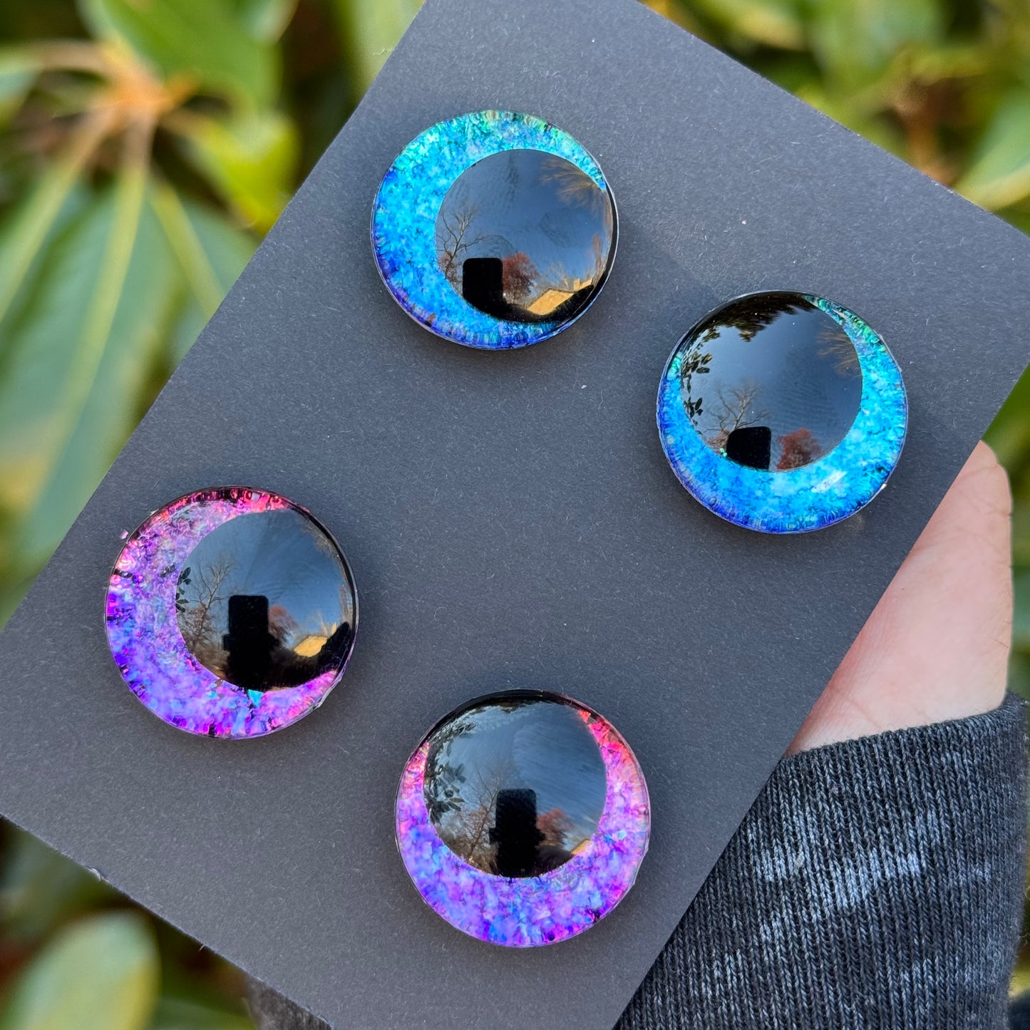 25 mm Hand Painted Kawaii Eyes | Ocean + Orchid | Set #12