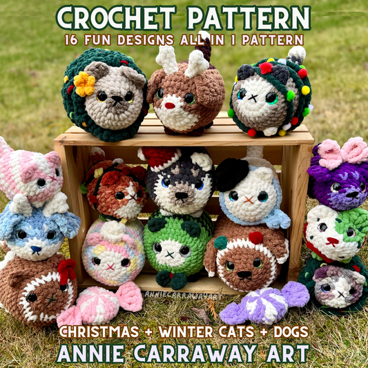 Christmas & Winter Cats & Dogs Crochet Pattern | Digital Download