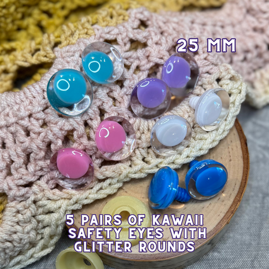 25 mm Kawaii Safety Eyes | 5 Mixed Color Pairs | Winter Set