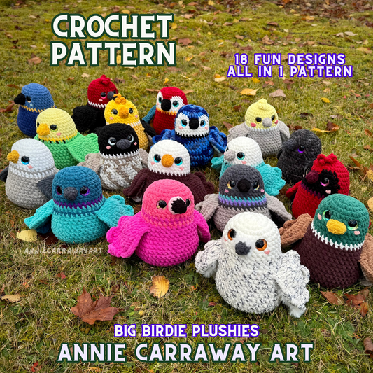 Big Birdie Plushies | Low Sew Crochet Pattern | Digital Download
