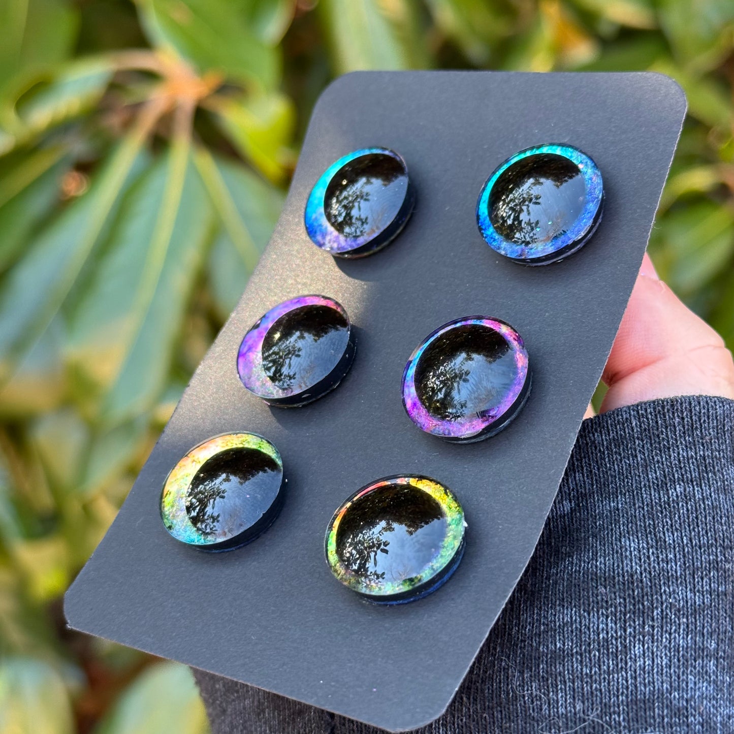 20 mm Hand Painted Kawaii Eyes | Ocean + Amethyst + Canary | Set #34