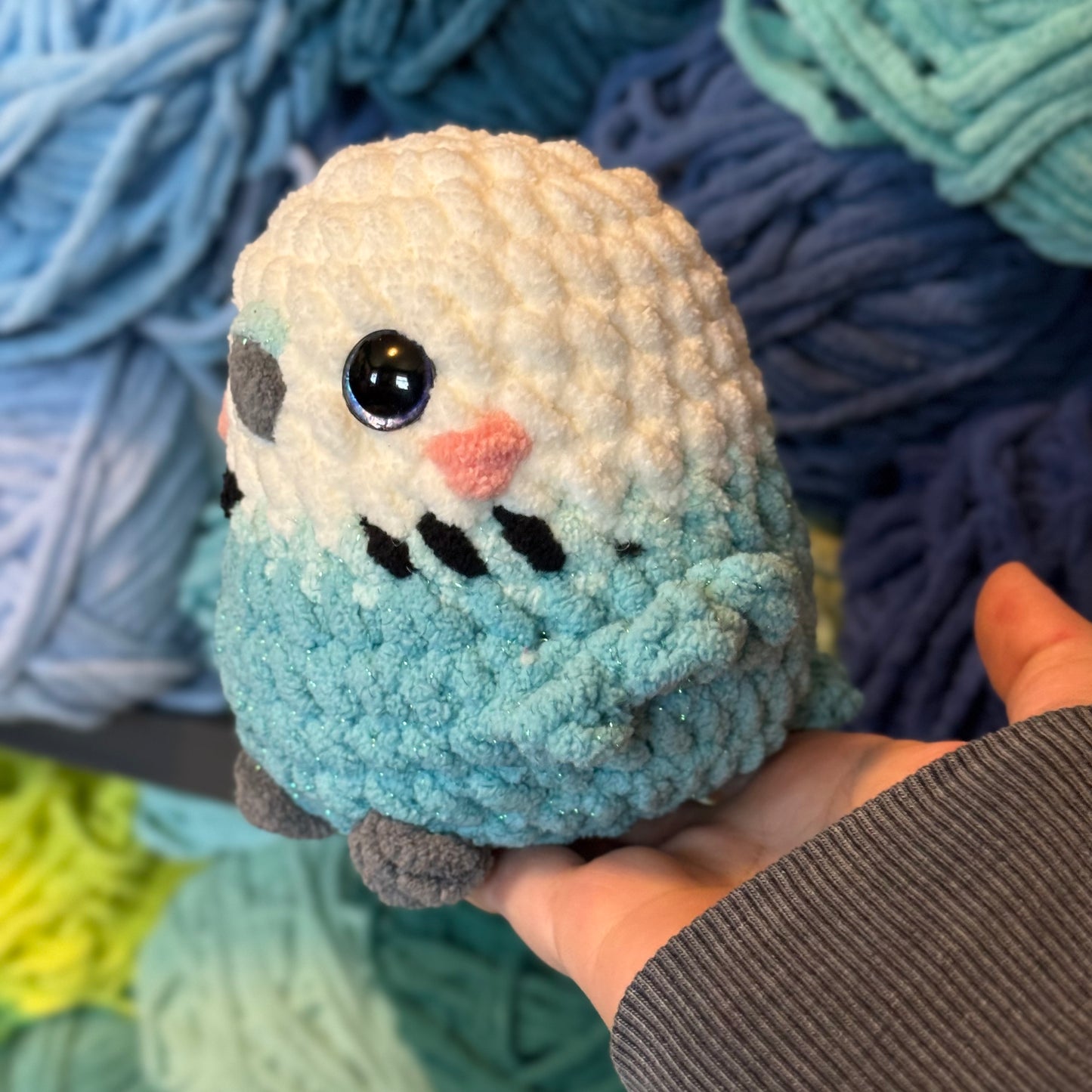 Budgie Crochet Plushie | Hand Painted Eyes