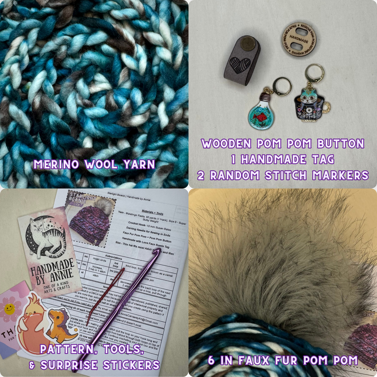 DIY Beanie Crochet Kit | Hand Dyed Merino Wool | # 13