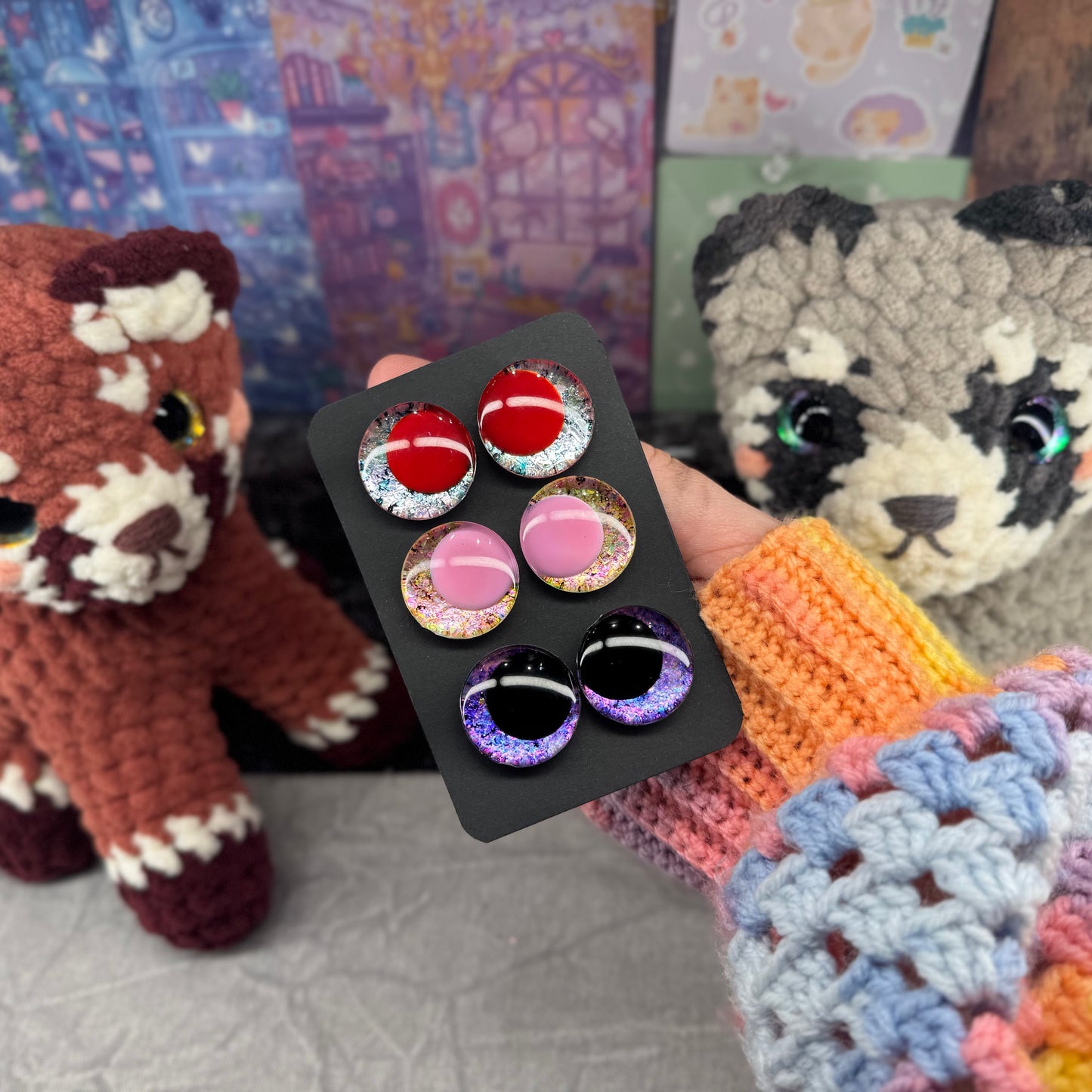 Hand Painted Kawaii Eyes | 25mm | Set 9