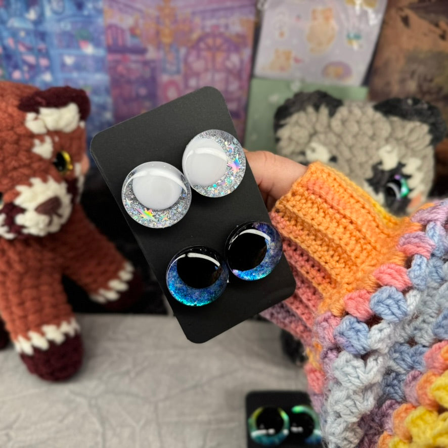 Hand Painted Kawaii Eyes | 30mm | Riptide and Moonbeam with White Pupil