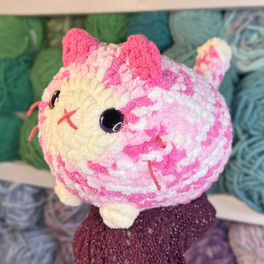 Bubble Gum Cat Crochet Plushie | Hand Painted Eyes