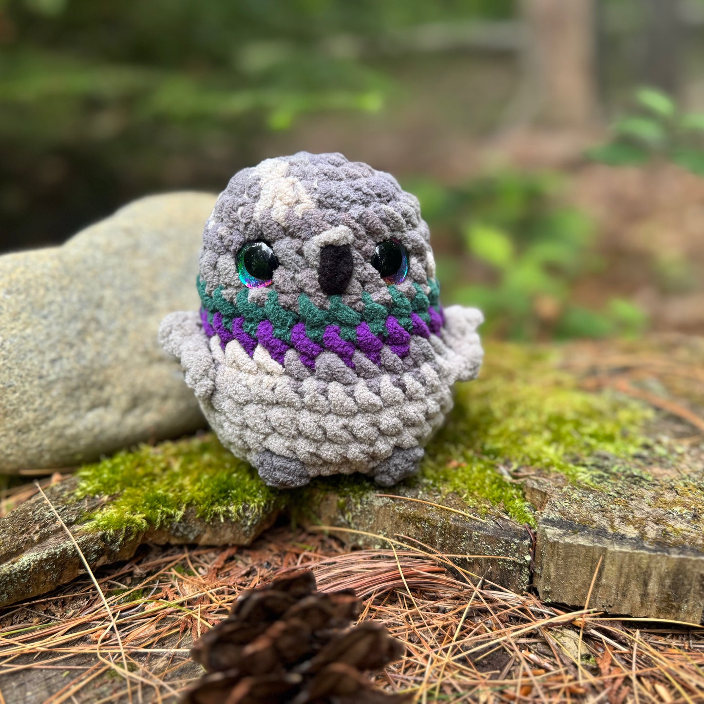 Pigeon Crochet Plushie | Hand Painted Eyes