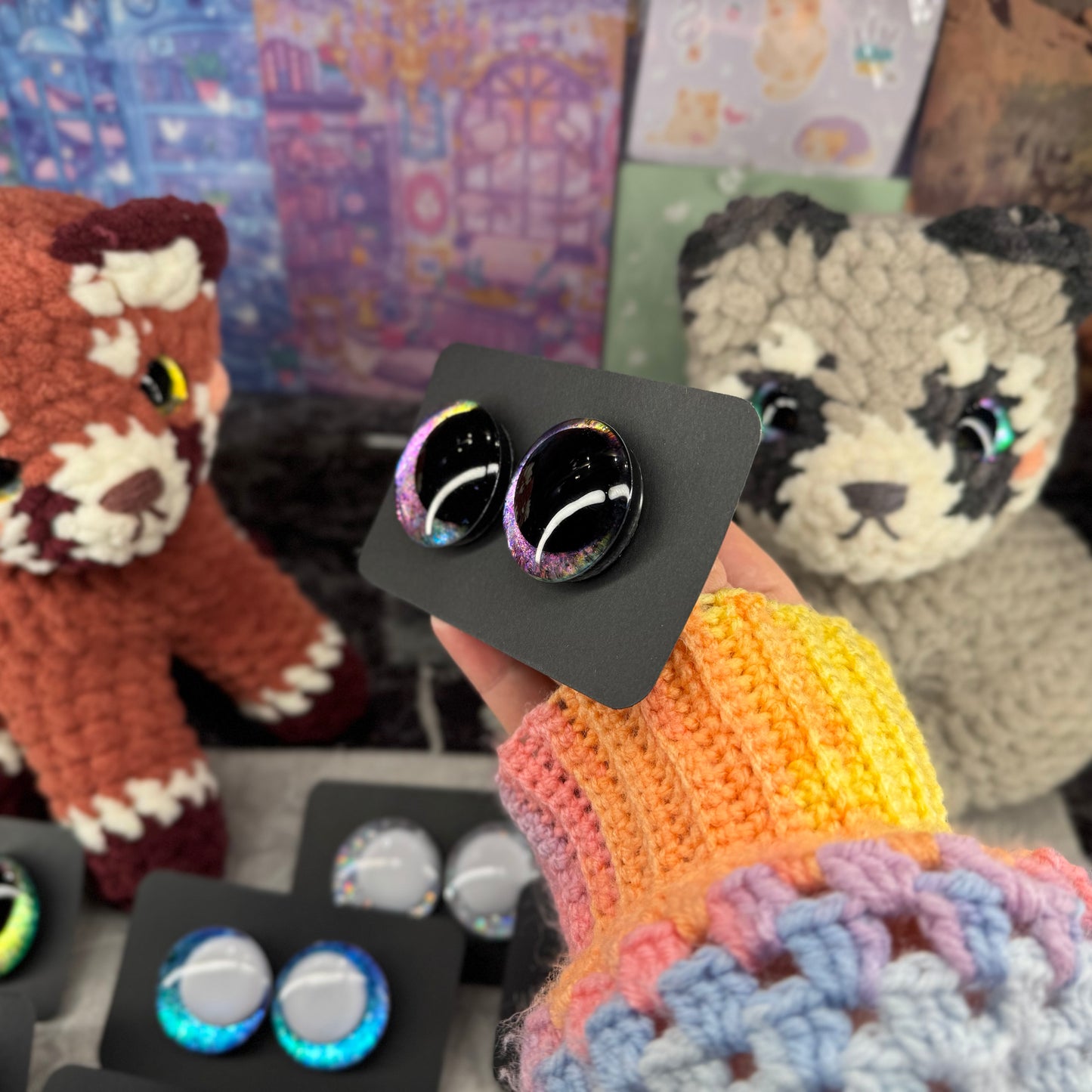 Hand Painted Kawaii Eyes | 35mm | Amethyst